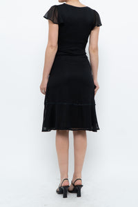 Vintage x Made in India x Black Bow Mesh Midi Dress (S)