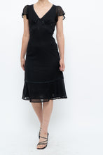 Load image into Gallery viewer, Vintage x Made in India x Black Bow Mesh Midi Dress (S)