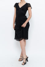 Load image into Gallery viewer, Vintage x Made in India x Black Bow Mesh Midi Dress (S)