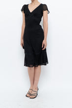 Load image into Gallery viewer, Vintage x Made in India x Black Bow Mesh Midi Dress (S)