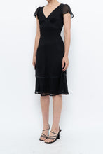 Load image into Gallery viewer, Vintage x Made in India x Black Bow Mesh Midi Dress (S)