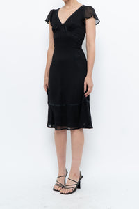 Vintage x Made in India x Black Bow Mesh Midi Dress (S)