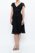 Load image into Gallery viewer, Vintage x Made in India x Black Bow Mesh Midi Dress (S)