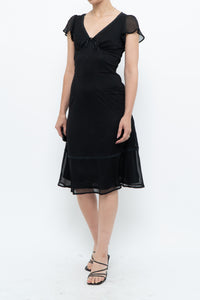 Vintage x Made in India x Black Bow Mesh Midi Dress (S)