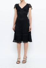 Load image into Gallery viewer, Vintage x Made in India x Black Bow Mesh Midi Dress (S)