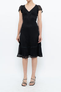 Vintage x Made in India x Black Bow Mesh Midi Dress (S)