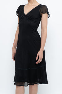Vintage x Made in India x Black Bow Mesh Midi Dress (S)