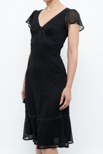 Load image into Gallery viewer, Vintage x Made in India x Black Bow Mesh Midi Dress (S)
