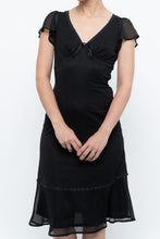 Load image into Gallery viewer, Vintage x Made in India x Black Bow Mesh Midi Dress (S)