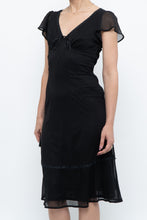 Load image into Gallery viewer, Vintage x Made in India x Black Bow Mesh Midi Dress (S)