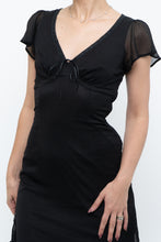 Load image into Gallery viewer, Vintage x Made in India x Black Bow Mesh Midi Dress (S)