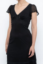 Load image into Gallery viewer, Vintage x Made in India x Black Bow Mesh Midi Dress (S)