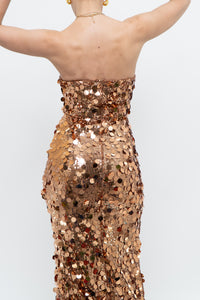 Modern x Bronze Sequin Strapless Formal Dress (S)