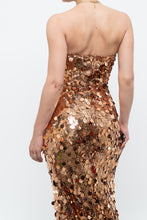 Load image into Gallery viewer, Modern x Bronze Sequin Strapless Formal Dress (S)
