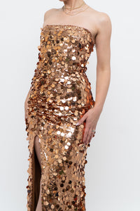 Modern x Bronze Sequin Strapless Formal Dress (S)