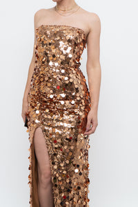 Modern x Bronze Sequin Strapless Formal Dress (S)