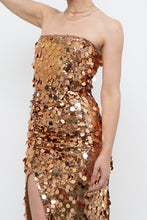 Load image into Gallery viewer, Modern x Bronze Sequin Strapless Formal Dress (S)