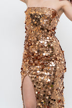 Load image into Gallery viewer, Modern x Bronze Sequin Strapless Formal Dress (S)