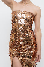 Load image into Gallery viewer, Modern x Bronze Sequin Strapless Formal Dress (S)