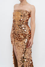 Load image into Gallery viewer, Modern x Bronze Sequin Strapless Formal Dress (S)