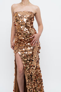 Modern x Bronze Sequin Strapless Formal Dress (S)