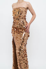 Load image into Gallery viewer, Modern x Bronze Sequin Strapless Formal Dress (S)