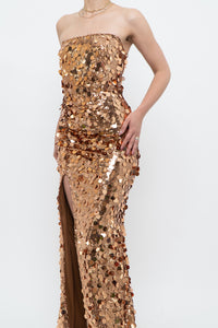 Modern x Bronze Sequin Strapless Formal Dress (S)