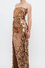 Load image into Gallery viewer, Modern x Bronze Sequin Strapless Formal Dress (S)