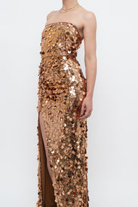 Modern x Bronze Sequin Strapless Formal Dress (S)