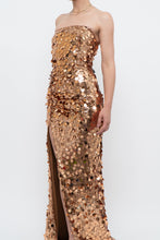 Load image into Gallery viewer, Modern x Bronze Sequin Strapless Formal Dress (S)