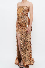 Load image into Gallery viewer, Modern x Bronze Sequin Strapless Formal Dress (S)