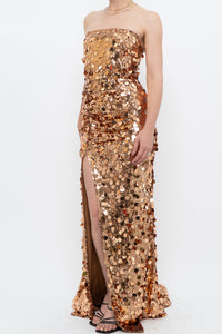 Modern x Bronze Sequin Strapless Formal Dress (S)
