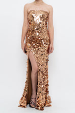 Load image into Gallery viewer, Modern x Bronze Sequin Strapless Formal Dress (S)