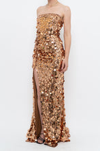 Load image into Gallery viewer, Modern x Bronze Sequin Strapless Formal Dress (S)