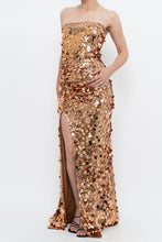 Load image into Gallery viewer, Modern x Bronze Sequin Strapless Formal Dress (S)
