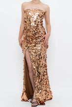 Load image into Gallery viewer, Modern x Bronze Sequin Strapless Formal Dress (S)