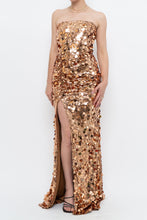 Load image into Gallery viewer, Modern x Bronze Sequin Strapless Formal Dress (S)