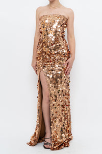 Modern x Bronze Sequin Strapless Formal Dress (S)