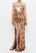 Load image into Gallery viewer, Modern x Bronze Sequin Strapless Formal Dress (S)