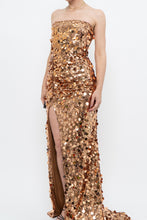 Load image into Gallery viewer, Modern x Bronze Sequin Strapless Formal Dress (S)