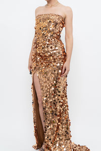 Modern x Bronze Sequin Strapless Formal Dress (S)
