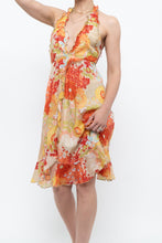 Load image into Gallery viewer, Vintage x Made in Romania x MISS SIXTY Silk Floral Halter Midi Dress (M, L)