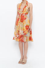 Load image into Gallery viewer, Vintage x Made in Romania x MISS SIXTY Silk Floral Halter Midi Dress (M, L)