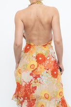 Load image into Gallery viewer, Vintage x Made in Romania x MISS SIXTY Silk Floral Halter Midi Dress (M, L)