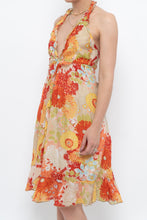 Load image into Gallery viewer, Vintage x Made in Romania x MISS SIXTY Silk Floral Halter Midi Dress (M, L)