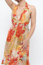 Load image into Gallery viewer, Vintage x Made in Romania x MISS SIXTY Silk Floral Halter Midi Dress (M, L)