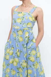 Modern x Made in Italy x Linen, Cotton-blend Lemon Patterned Maxi Dress (M, L)