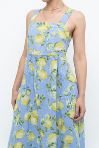 Modern x Made in Italy x Linen, Cotton-blend Lemon Patterned Maxi Dress (M, L)