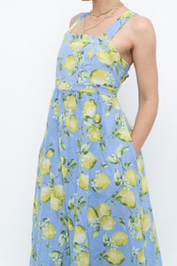 Modern x Made in Italy x Linen, Cotton-blend Lemon Patterned Maxi Dress (M, L)