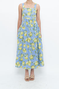 Modern x Made in Italy x Linen, Cotton-blend Lemon Patterned Maxi Dress (M, L)